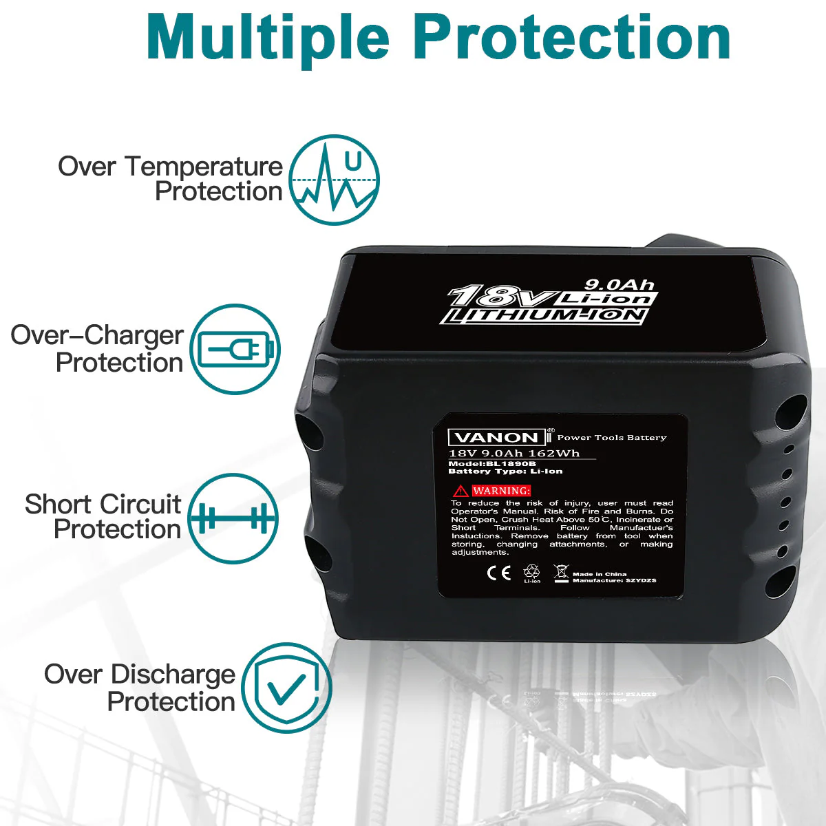 For Makita 18V Battery 9Ah Replacement | BL1890B Batteries 3 Pack - Image 3