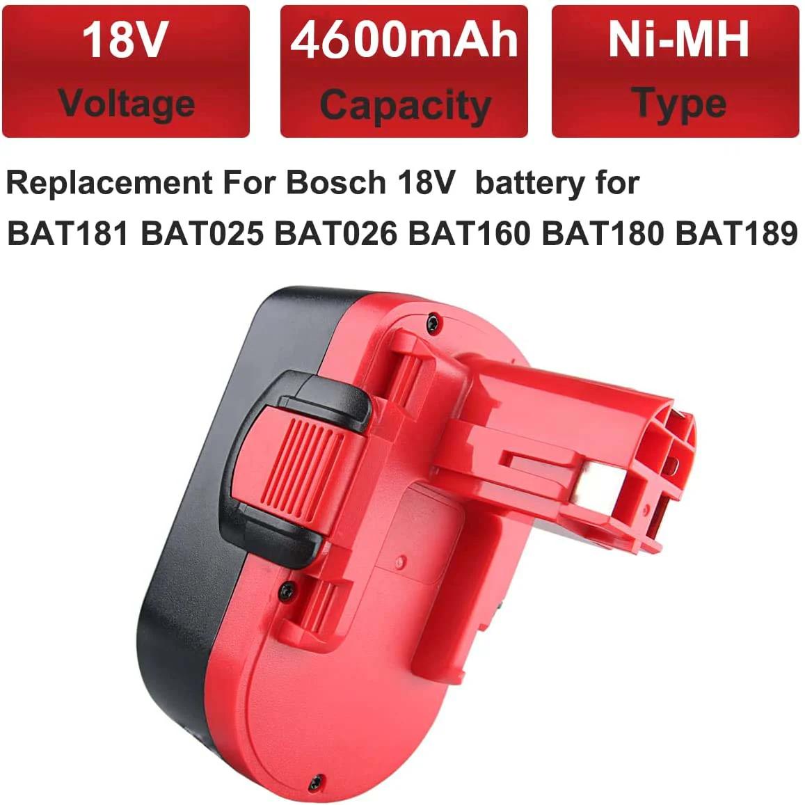 For Bosch 18V Battery 4.6Ah Replacement | BAT181 Ni-HM Batteries 4 Pack - Image 2