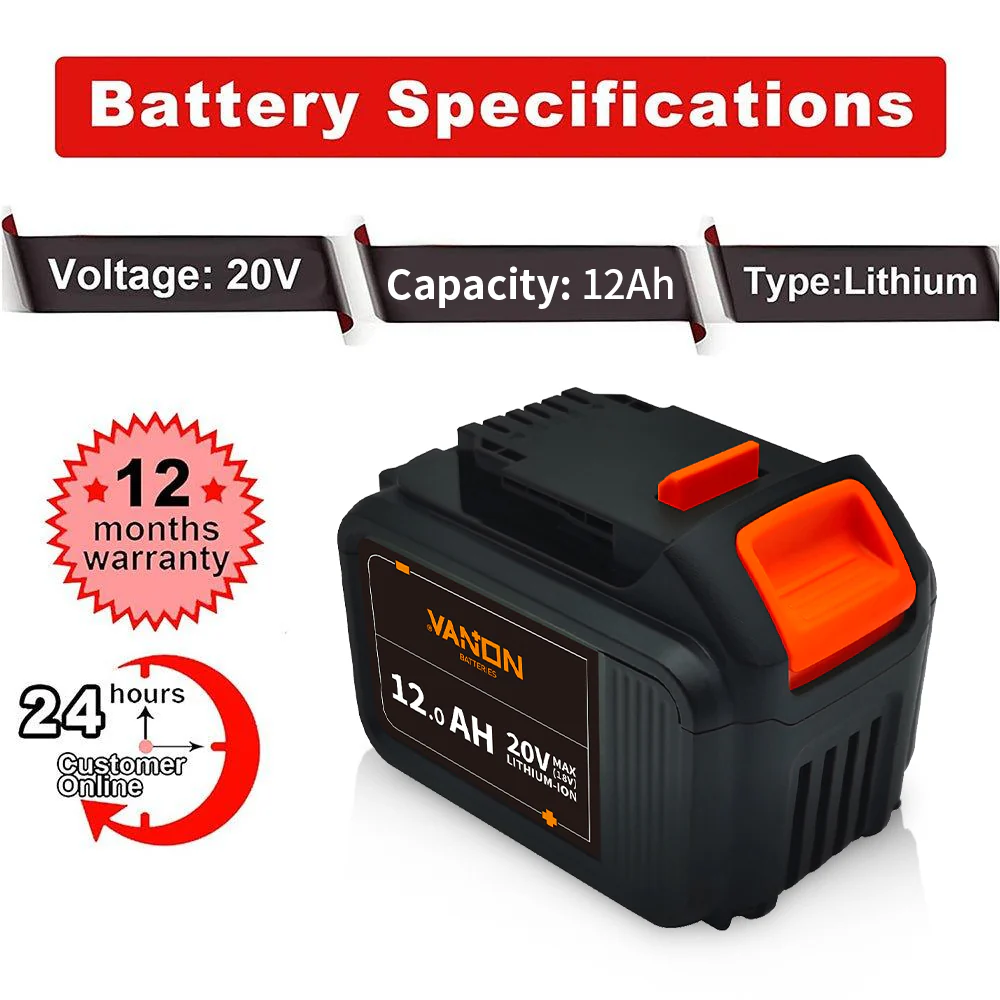 For Dewalt 18V XR Battery 12Ah Replacement | DCB184 DCB205 Lithium Battery - Image 2