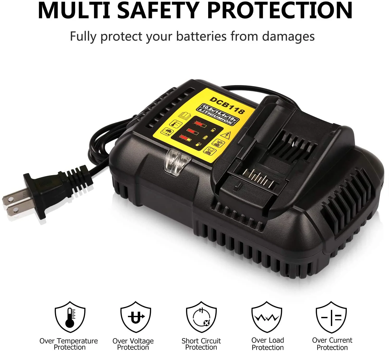 For Dewalt DCB118 Replacement Battery Charger For Dewalt 10.8V - 20V Lithium Battery Charger - Image 2