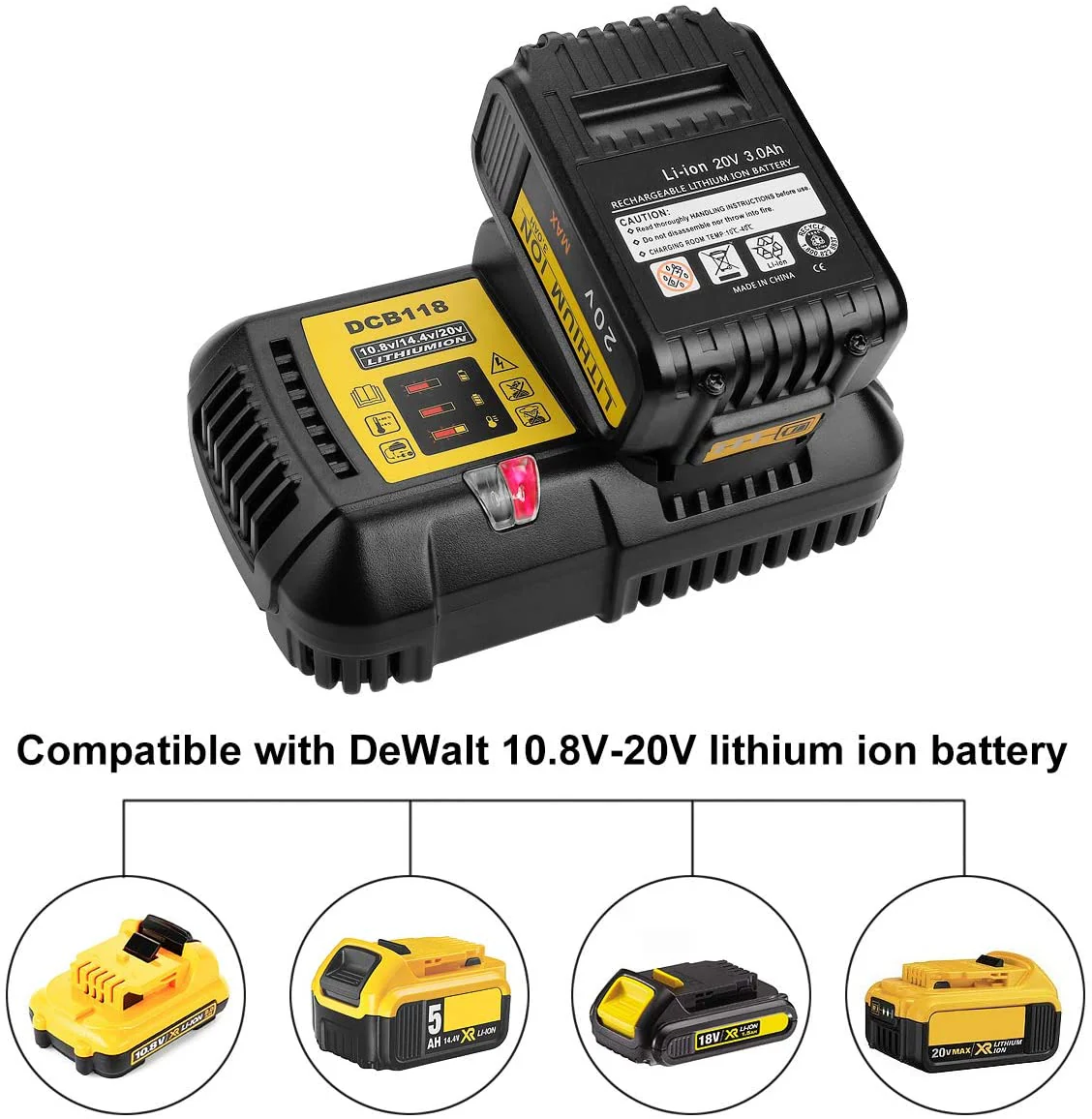For Dewalt DCB118 Replacement Battery Charger For Dewalt 10.8V - 20V Lithium Battery Charger - Image 5