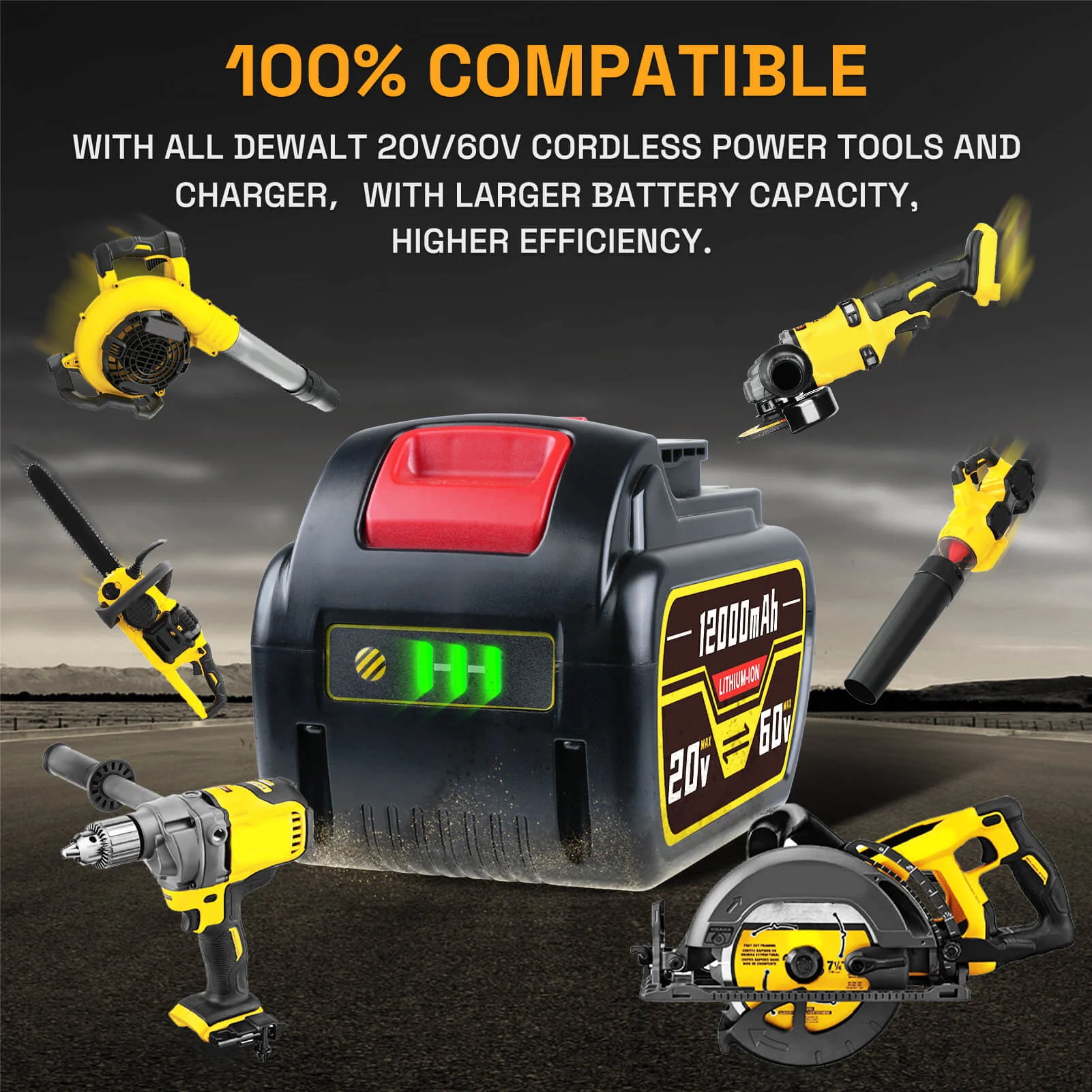 For Dewalt DCB609 20V/60V MAX FLEXVOLT Li-Ion 12.0Ah Battery DCB609-2 DCB606 2Pack - Image 4
