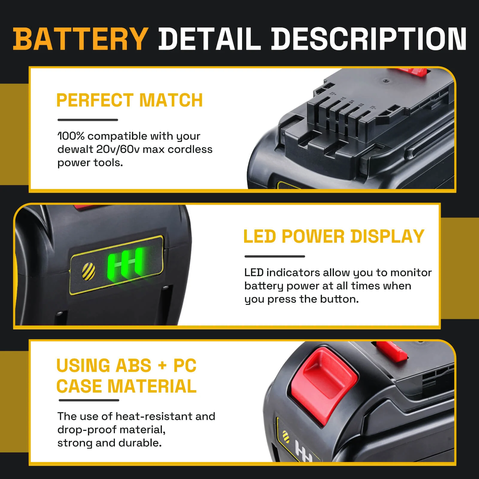 For Dewalt DCB609 20V/60V MAX FLEXVOLT Li-Ion 12.0Ah Battery DCB609-2 DCB606 - Image 6