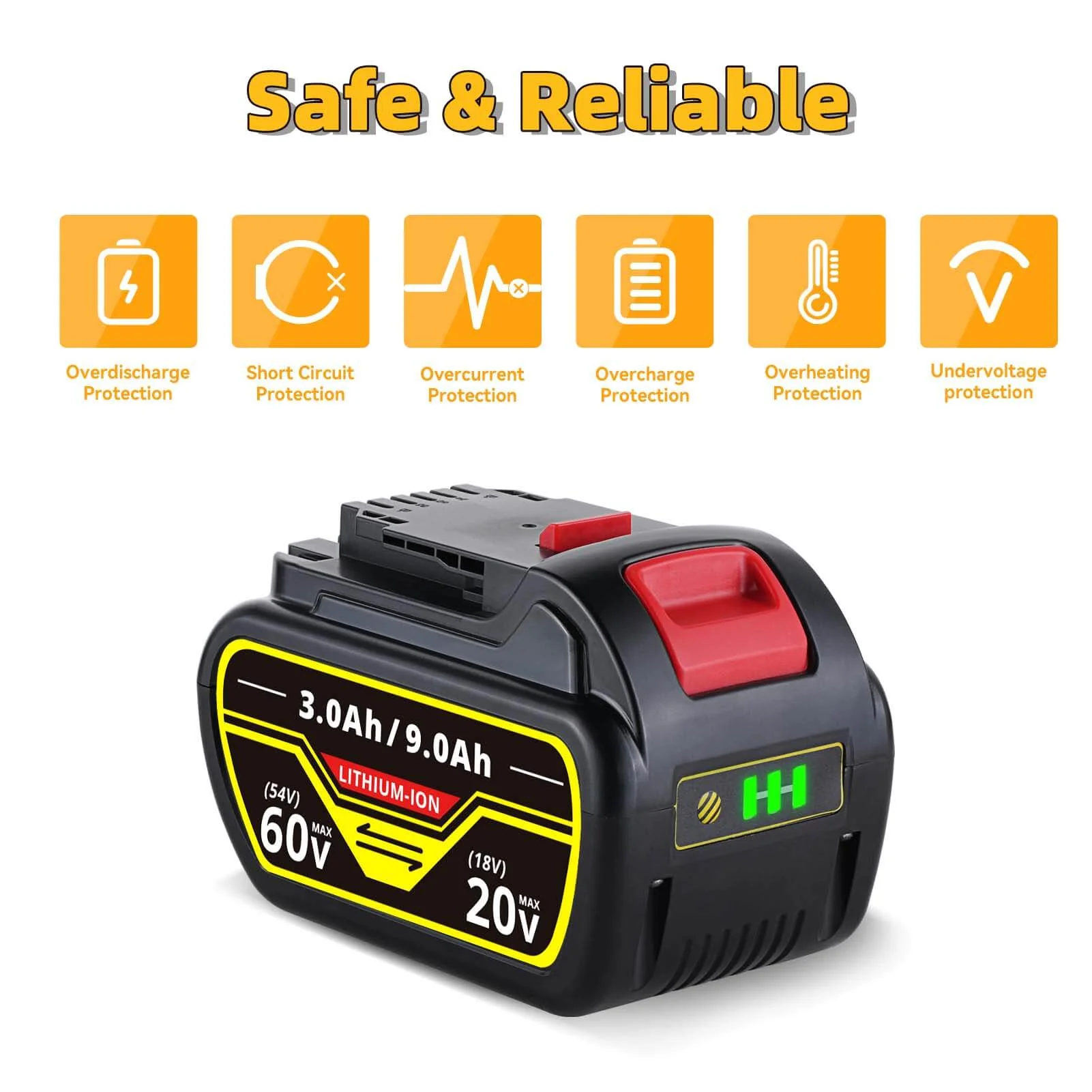For Dewalt DCB547 18V/54V MAX FLEXVOLT Li-Ion 9.0Ah Battery DCB609-2 DCB606 - Image 6