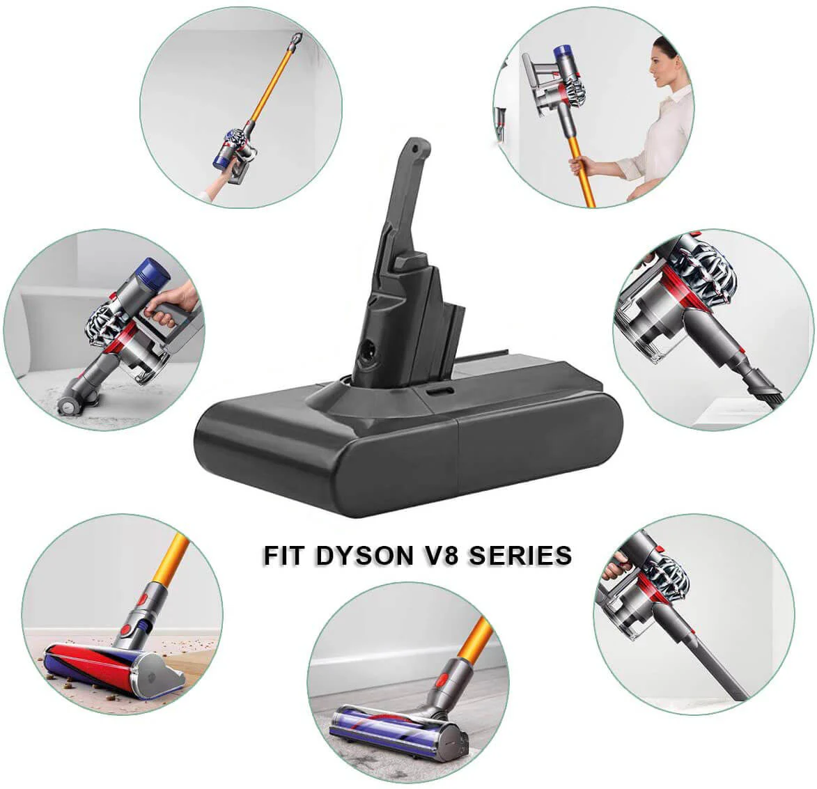 For Dyson V8 Battery Replacement | 21.6V 6.4Ah SV10 Battery - Image 4
