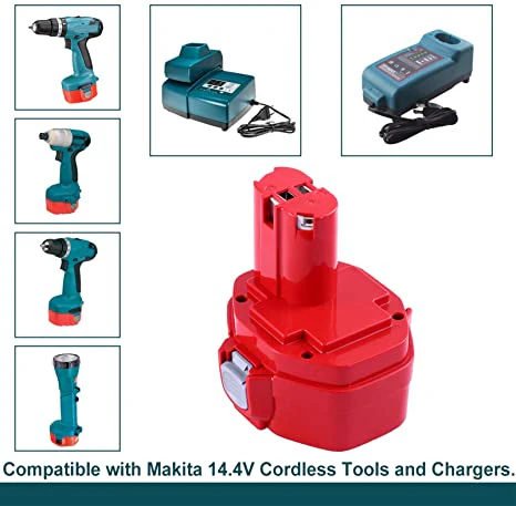 For Makita 14.4V Battery 4.8Ah Replacement | PA14 Battery 2 Pack Red - Image 5
