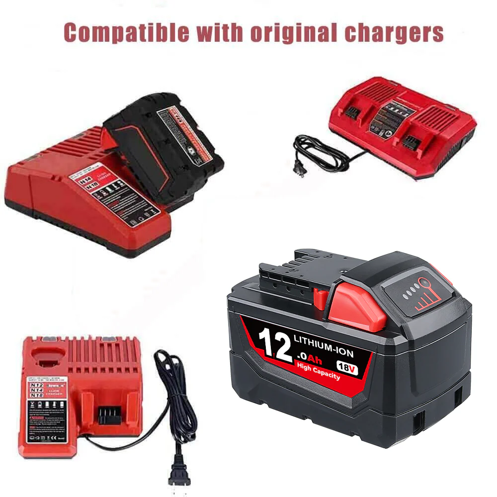 For Milwaukee 18V Battery 12Ah Replacemnt | M18 Batteries - Image 6
