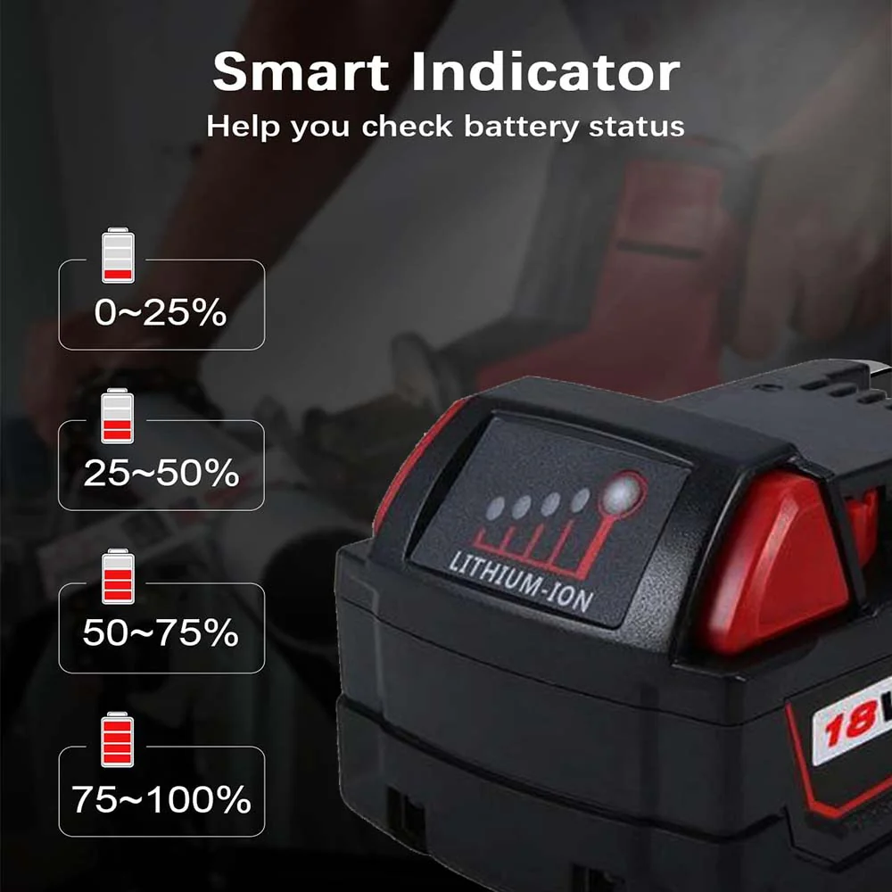 For Milwaukee 18V Battery 9Ah Replacement | M 18 Batteries 2 Pack - Image 5