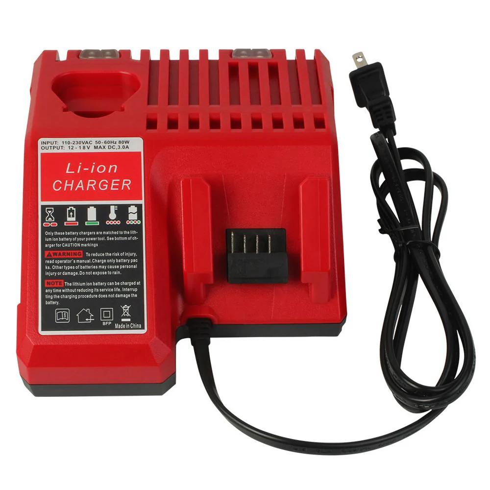 2 Pack For Milwaukee 18V 6Ah  Battery Replacement  & For Milwaukee Replacement Battery Charger | M 12-18C 12V-18V Lithium Battery Charger - Image 7