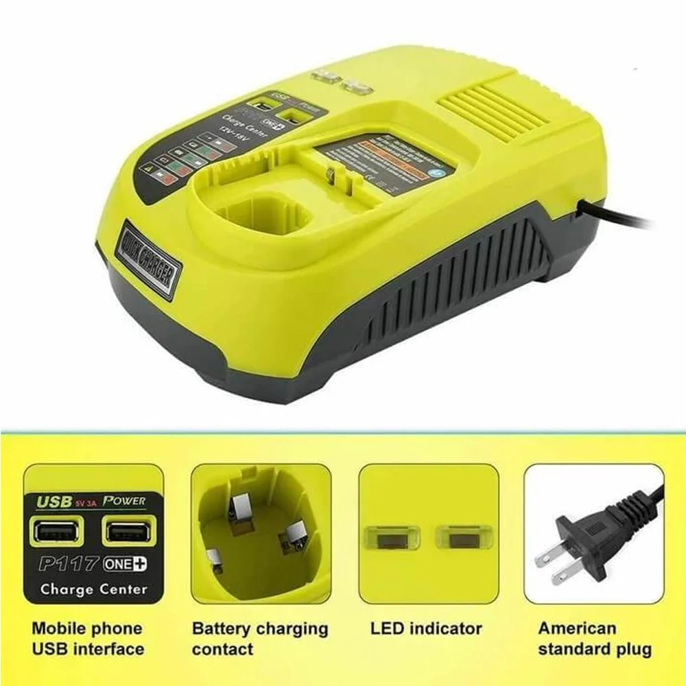 For Ryobi 18V 5.0Ah Battery Replacement 2&4 PACK With Charger For Ryobi 12V-18V P117 P104 Ni-Cd & Li-ion - Image 4