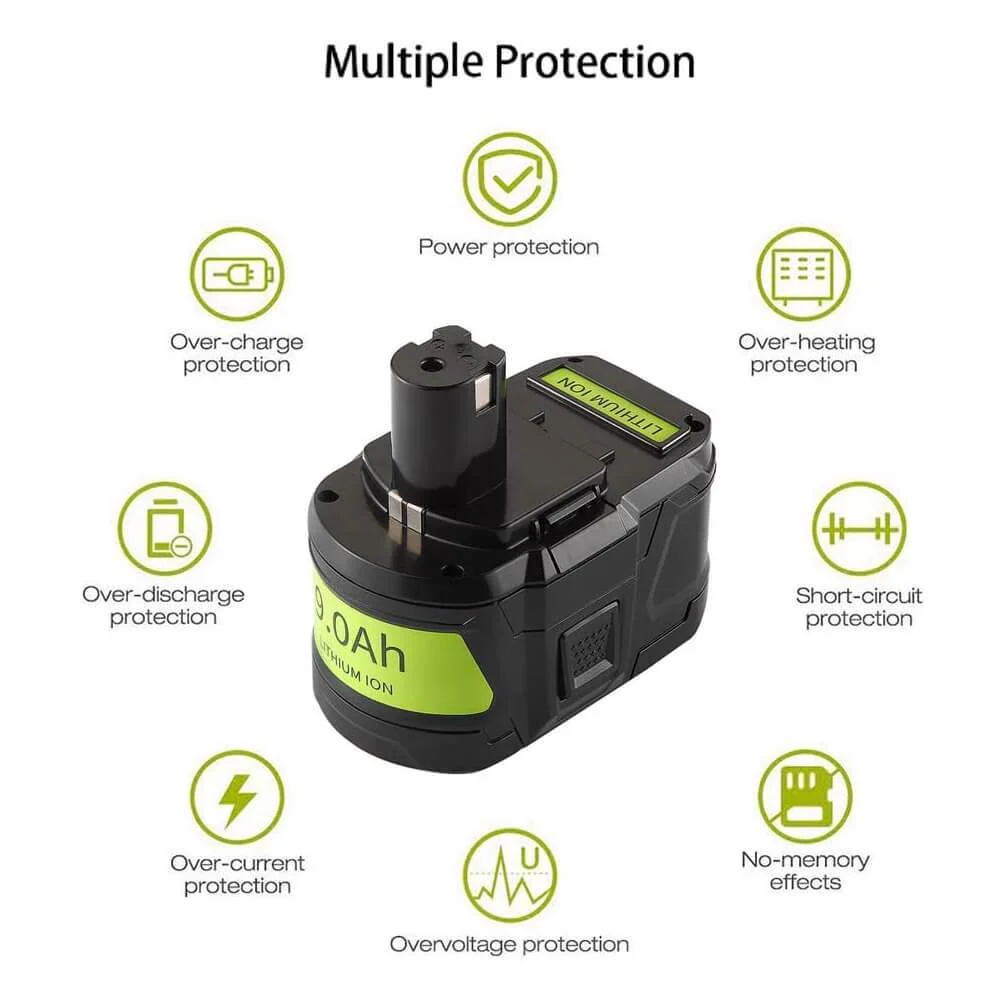 For Ryobi 18V 9.0Ah Battery Replacement | P108 batteries 2 Pack - Image 6