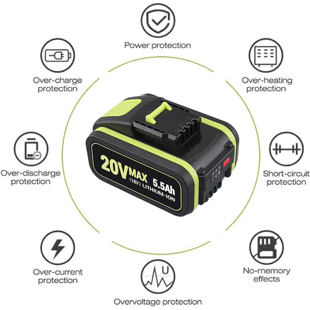 For Worx 20V 5.5Ah Li-ion Replacement Battery WA3551 WA3551.1 WA3553 WA3553.2 WA3641 WG629E - Image 5